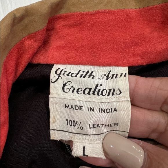 JUDITH ANN Creations 1980s Patchwork 100% Leather Tie Jacket - Picture 9 of 12